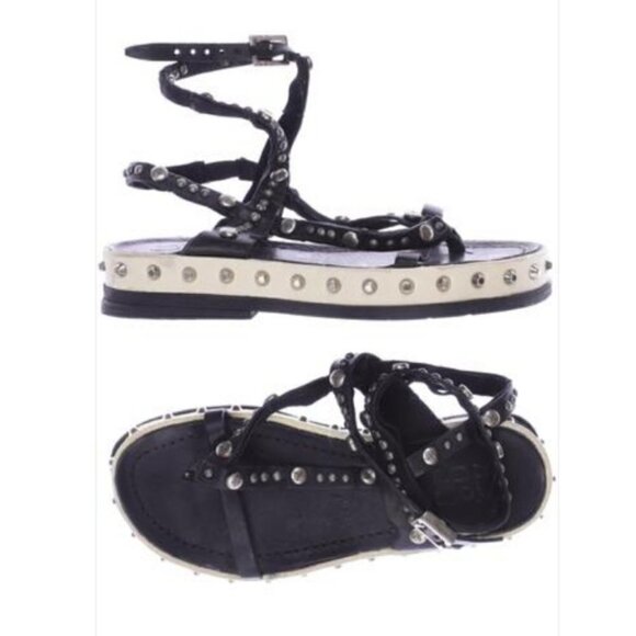 A.S.98 metal rock stud leather wrap platform sandals size 7 - Picture 1 of 12